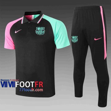 Polo de foot Barcelone 2020 2021 Noir Manchon bicolore C508#