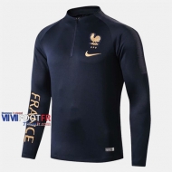 Le Nouveau Top Qualité Sweatshirt Training France Bleu Fonce 2019-2020
