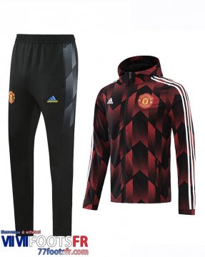 Coupe Vent - Sweat a Capuche Manchester United rouge noir Homme 2021 2022 WK63