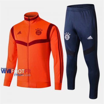 Promo Ensemble Veste Survetement Foot Bayern Munich Orange 2019 2020 Nouveau