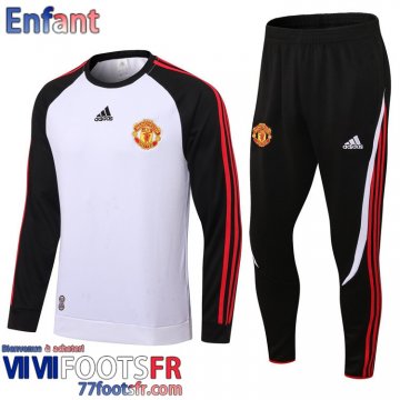 Survetement de Foot Manchester United blanc noir Enfant 2022 2023 TK280