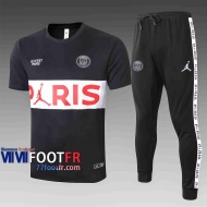 T-shirt de foot PSG 2020 2021 Noir - Blanc C439#
