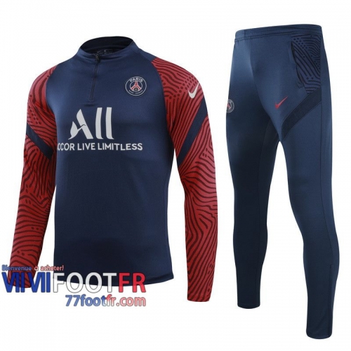 77footfr Survetement Foot Enfant PSG Marine - Fermeture eclair courte TK20