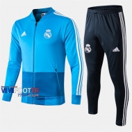 Top Qualité Ensemble Veste Survetement Foot Real Madrid Bleu 2019 2020 Nouveau