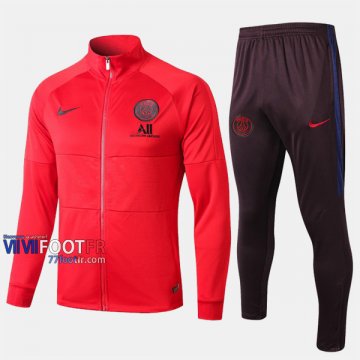 Meilleur Ensemble Veste Survetement Foot PSG Paris Saint Germain Rouge 2019-2020 Nouveau