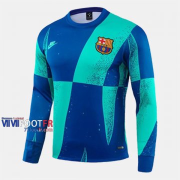 Nouveau Slim Sweatshirt Foot Barcelone Bleu Vert 2019-2020
