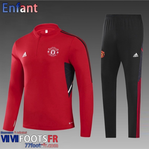 Survetement de Foot Manchester United rouge Enfant 2022 2023 TK376