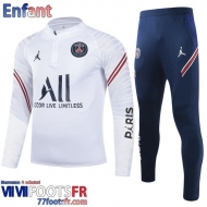 Survetement de Foot PSG Jordan blanc Enfant 21 22 TK201