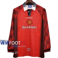 77footfr Retro Maillot de foot Manchester United Domicile Manche Longue 1996