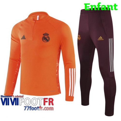 77footfr Real Madrid Survetement Foot Enfant Orange 20-21 EH03