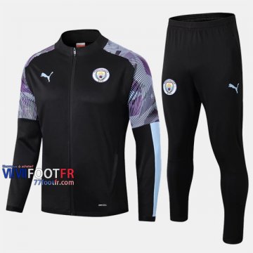 Parfait Ensemble Veste Survetement Foot Manchester City Noir Coton 2019-2020 Nouveau