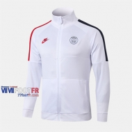 Magasins Veste Foot PSG Paris Blanc/Noir/Rouge 2019/2020 Nouveau Promo