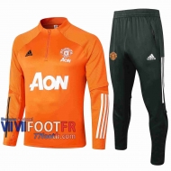 77footfr Manchester United Survetement Foot Enfant Orange 20-21 E486