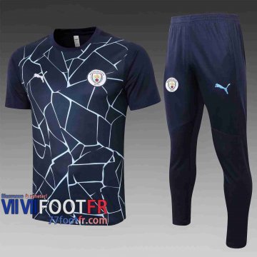 77footfr Survetement Foot T-shirt Manchester City Bleu fonce 2020 2021 TT58