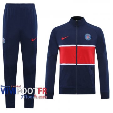 77footfr Veste Foot PSG Bleu foncE/rouge - Version du joueur 2020 2021 J36
