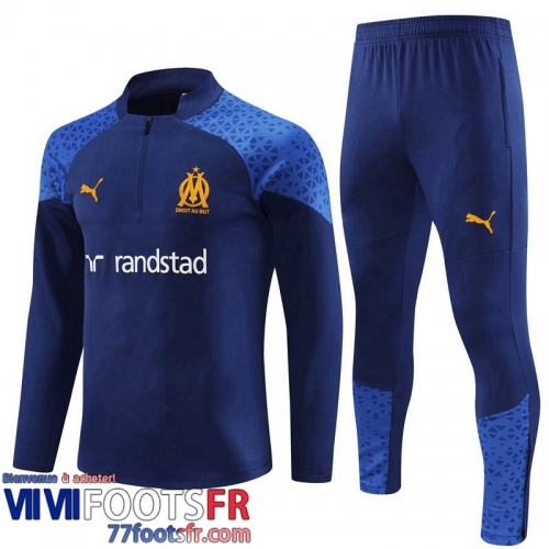 Survetement de Foot Marseille bleu marine Homme 2023 2024 TG904