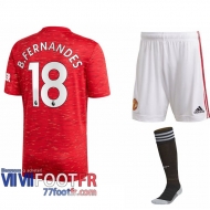 Maillot de foot Manchester United Bruno Fernandes #18 Domicile Enfant 2020 2021