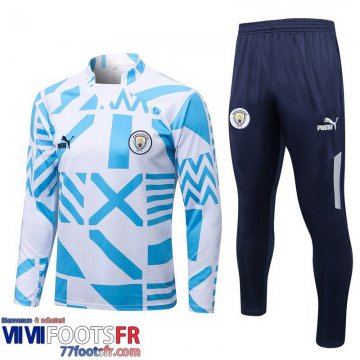 Survetement de Foot Manchester City Blanc bleu Homme 2022 2023 TG445