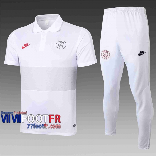 Polo de foot PSG 2020 2021 Blanc - gris C428#