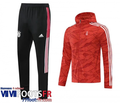 Coupe Vent - Sweat a Capuche Bayern Munich rouge Homme 2021 2022 WK58