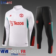 KIT: Survetement de Foot Manchester United Blanc Enfant 2023 2024 TK713