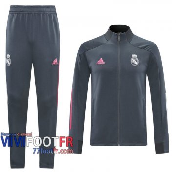 77footfr Veste Foot Real Madrid Gris foncE - Entrainement 2020 2021 J86