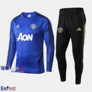 Promo: Ensemble Veste Survetement Manchester United Enfant Bleu 2019/2020 Retro