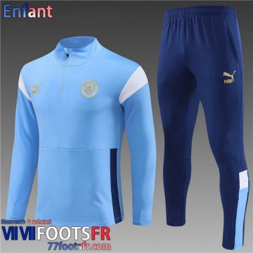 KIT: Survetement de Foot + Pantalon Manchester City bleu ciel Enfant 2023 2024 TK639