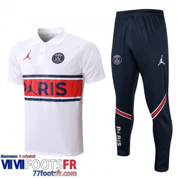 Polo foot PSG blanche Homme 2021 2022 PL276