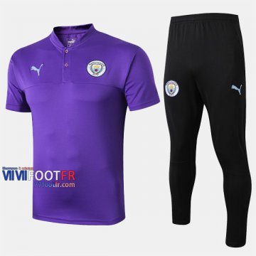 Ensemble De Polo Foot Manchester City Costume Manche Courte Belle Pourpre 2019/2020 Nouveau