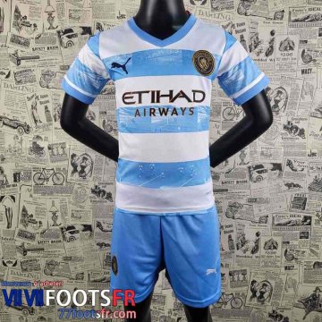 Maillot De Foot Manchester City Bleu blanc Enfant 2022 2023 AK42