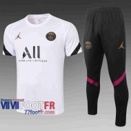 77footfr Survetement Foot T-shirt PSG Jordan blanc 2020 2021 TT39