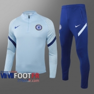 77footfr Survetement Foot Chelsea Bleu clair - Fermeture eclair courte 2020 2021 T19