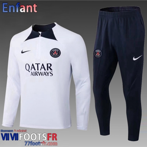 Survetement de Foot PSG Paris Blanc Enfant 2022 2023 TK346