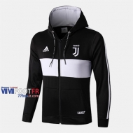Boutique Veste Foot Juventus Avec Capuche Noir/Blanc 2019/2020 Nouveau Promo