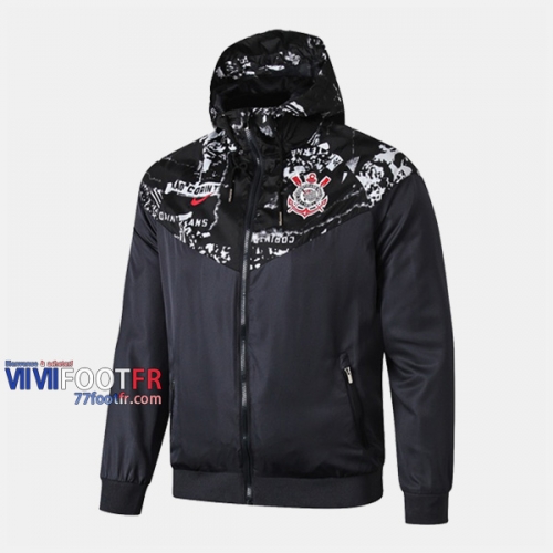 Magasins Veste Foot Coupe-Vent Corinthians Noir 2019/2020 Nouveau Promo