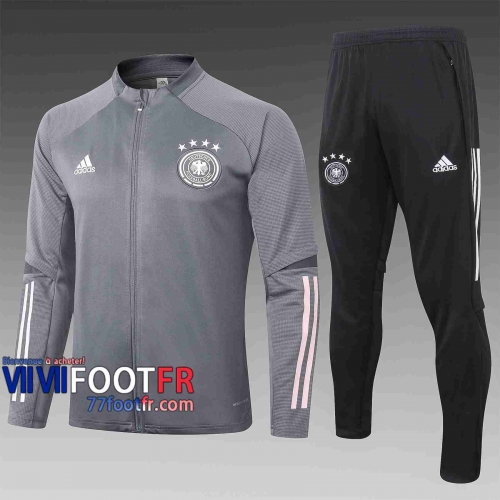 Veste de foot Allemagne 2020 2021 Gris foncé A318#