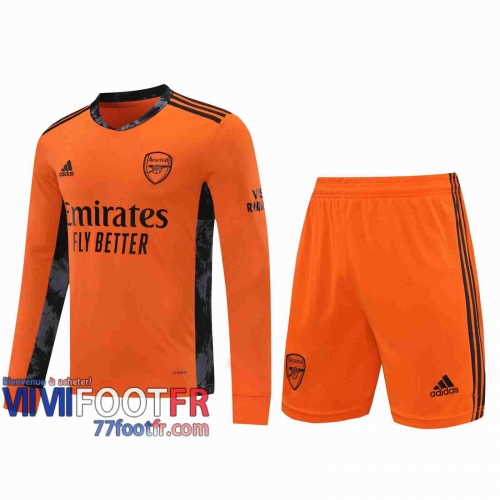 77footfr Maillots foot Arsenal Gardiens de but Manche Longue Orange 2020 2021