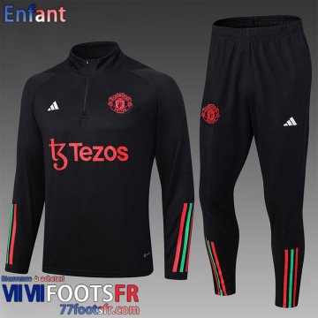 KIT: Survetement de Foot + Pantalon Manchester United noir Enfant 2023 2024 TK630