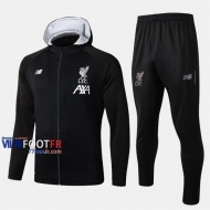 Destockage Ensemble Veste A Capuche Survetement Foot FC Liverpool Noir 2019/2020 Nouveau