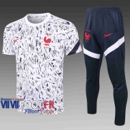 77footfr Survetement Foot T-shirt France blanc 2020 2021 TT15