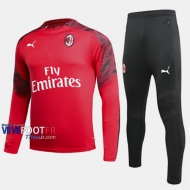 A++ Qualité: Ensemble Survetement Foot AC Milan Rouge Coton 2019 2020 Nouveau