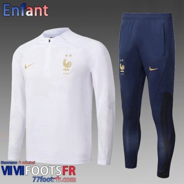 KIT: Survetement de Foot France Blanc Enfant 2022 2023 TK487