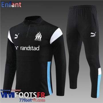 KIT: Survetement de Foot + Pantalon Marseille noir Enfant 2023 2024 TK635