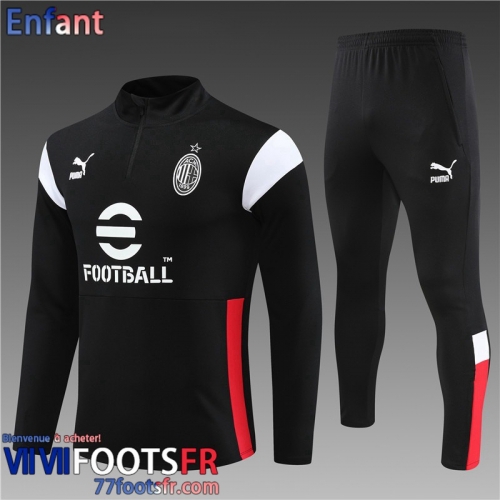 KIT: Survetement de Foot + Pantalon AC Milan noir Enfant 2023 2024 TK644