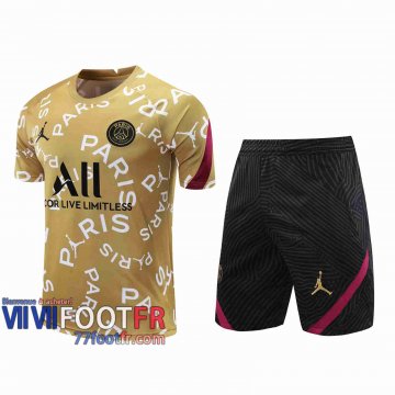 77footfr Survetement Foot T-shirt PSG Jordan Naturel 2020 2021 TT104