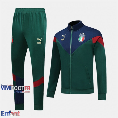 Promo: Ensemble Veste Survetement Italie Enfant Foot Vert 2019/2020 Nouveau