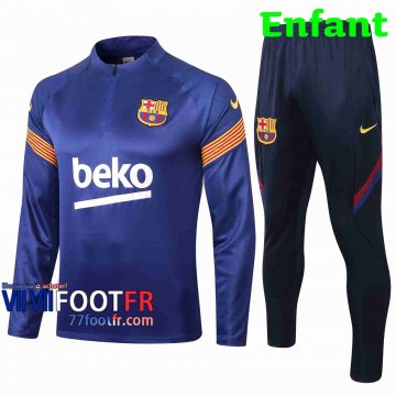 Survetement Foot Barcelone Enfant 2020 2021 Bleu clair