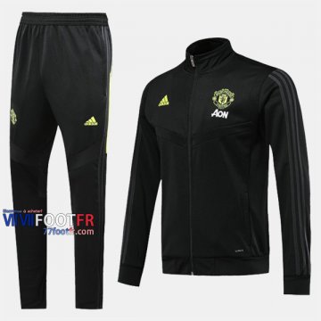 Classique Ensemble Veste Survetement Foot Manchester United Noir 2019 2020 Nouveau