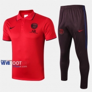 Ensemble De Polo Foot PSG Paris Saint Germain Costume Manche Courte Coton Rouge 2019/2020 Nouveau